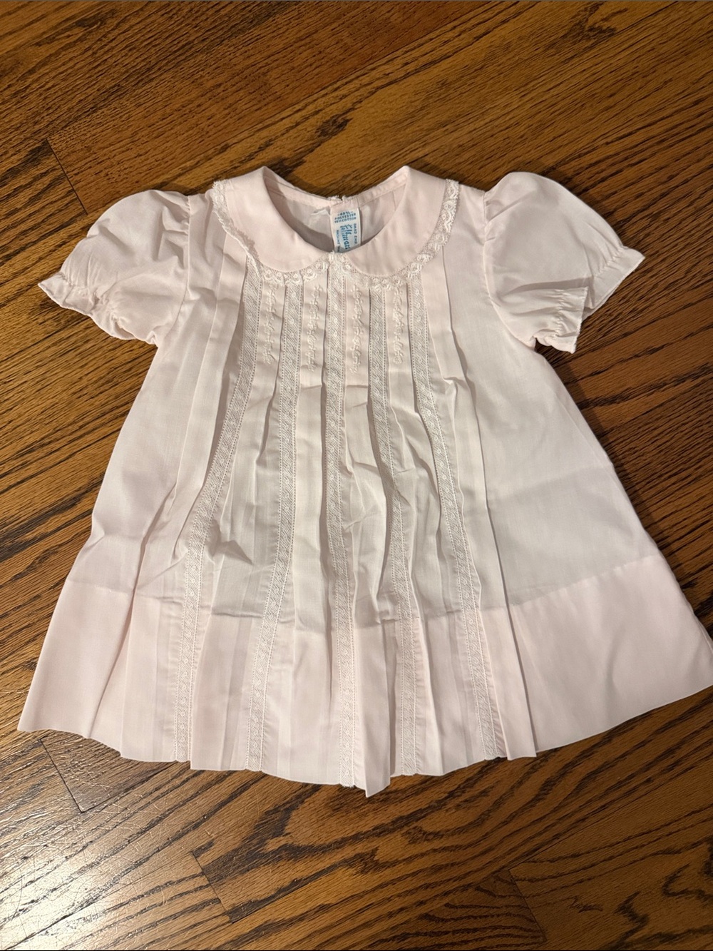 Toddler Pale Pink Peter Pan Collar Pleated Dress